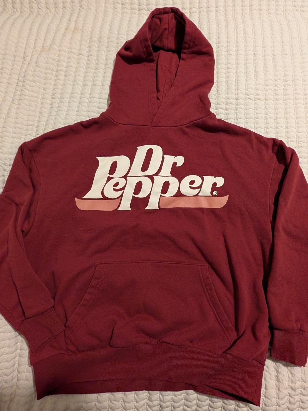 Dr Pepper Maroon Pullover Hoodie - Branded Graphic Sweatshirt